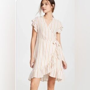 NWT Rails Bridgette wrap yellow striped dress size Small